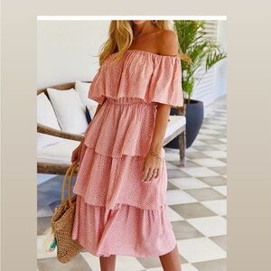Pink Off-Shoulder Ruffle Dress